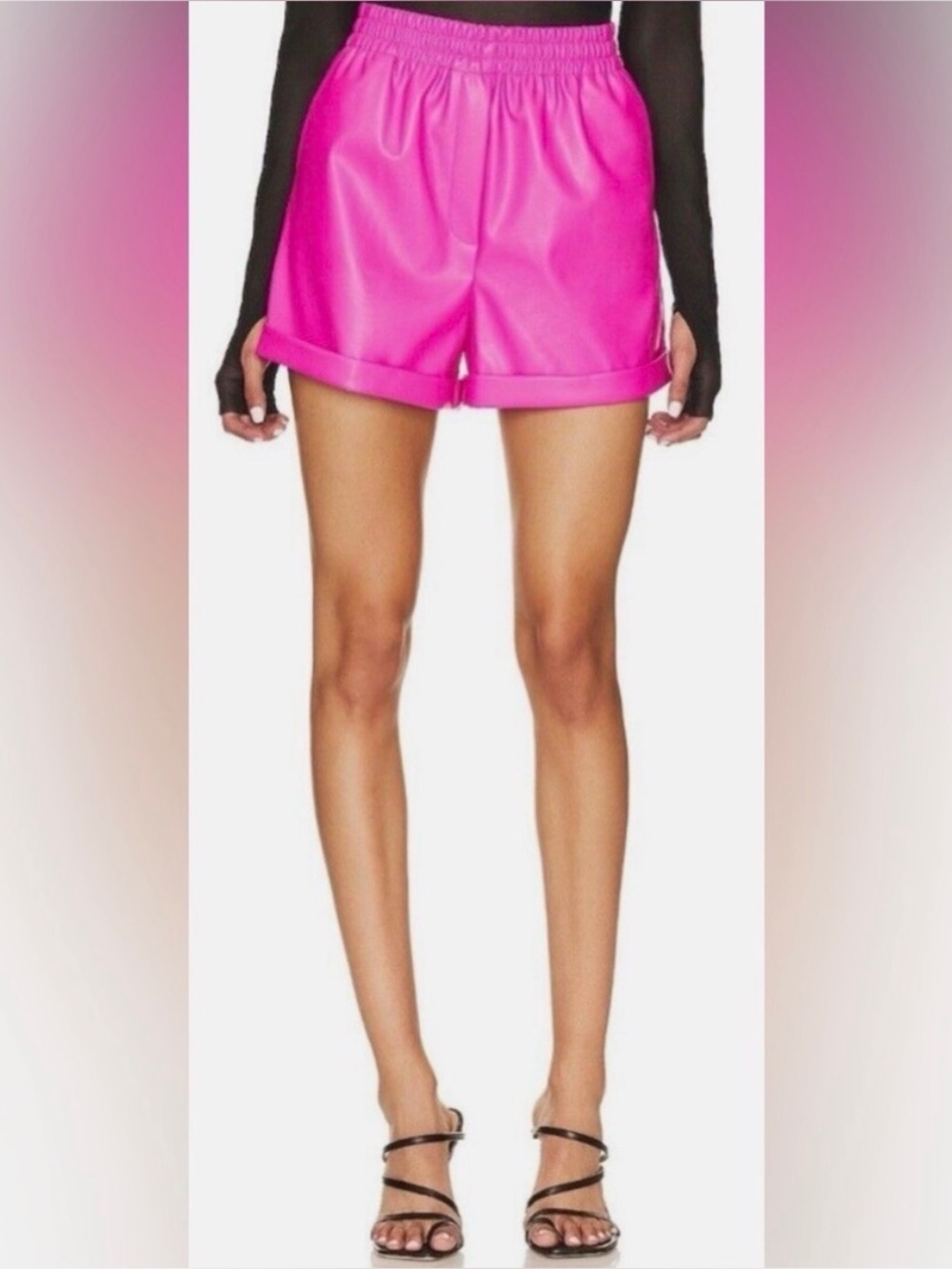 Steve Madden Fonda High-Waisted Faux Leather Pull-On Shorts Pink
